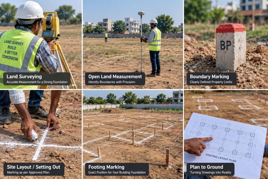Surveying, site setting out and footing marking