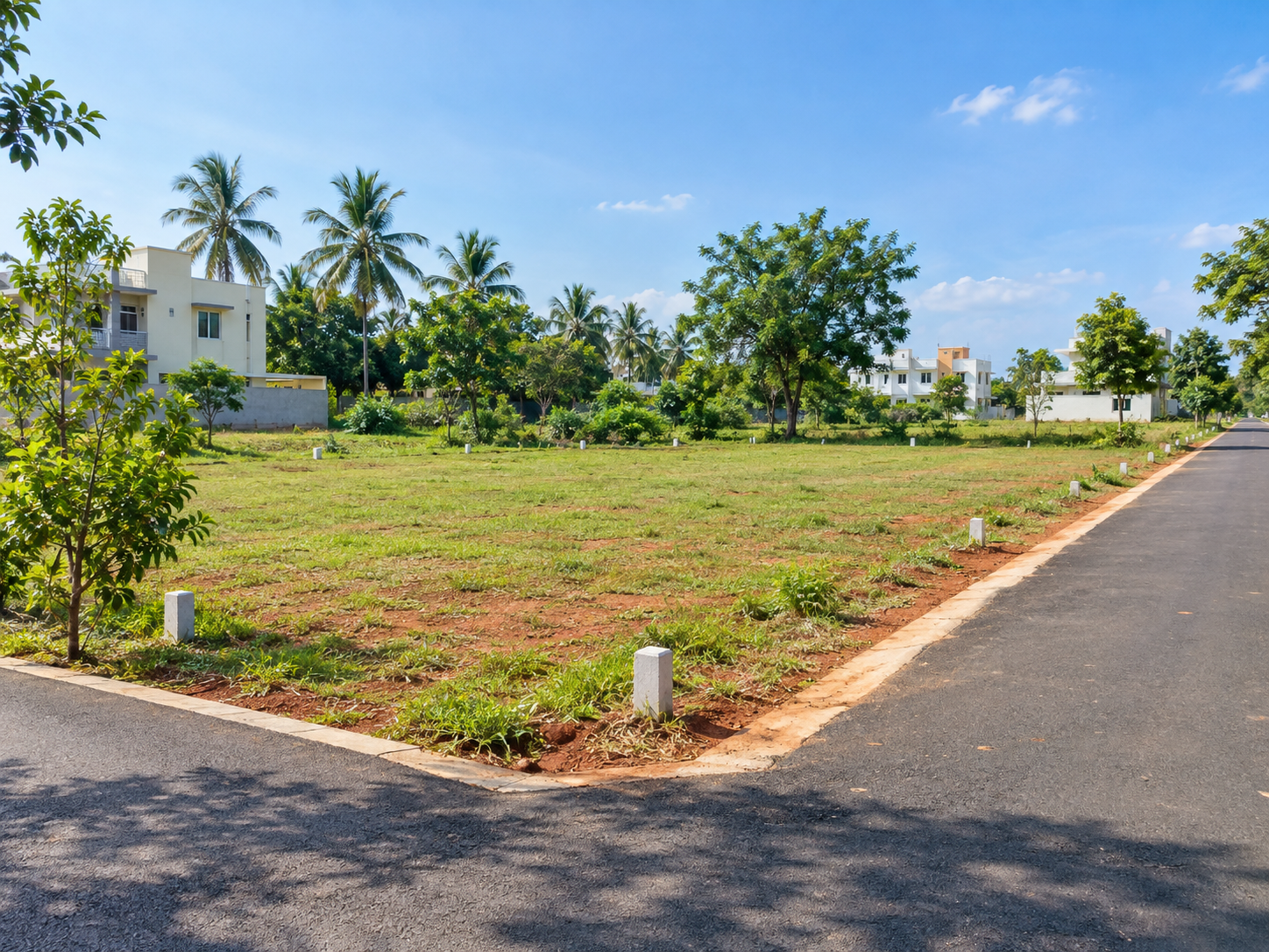 Illustrative sample photo of an open residential plot with road frontage