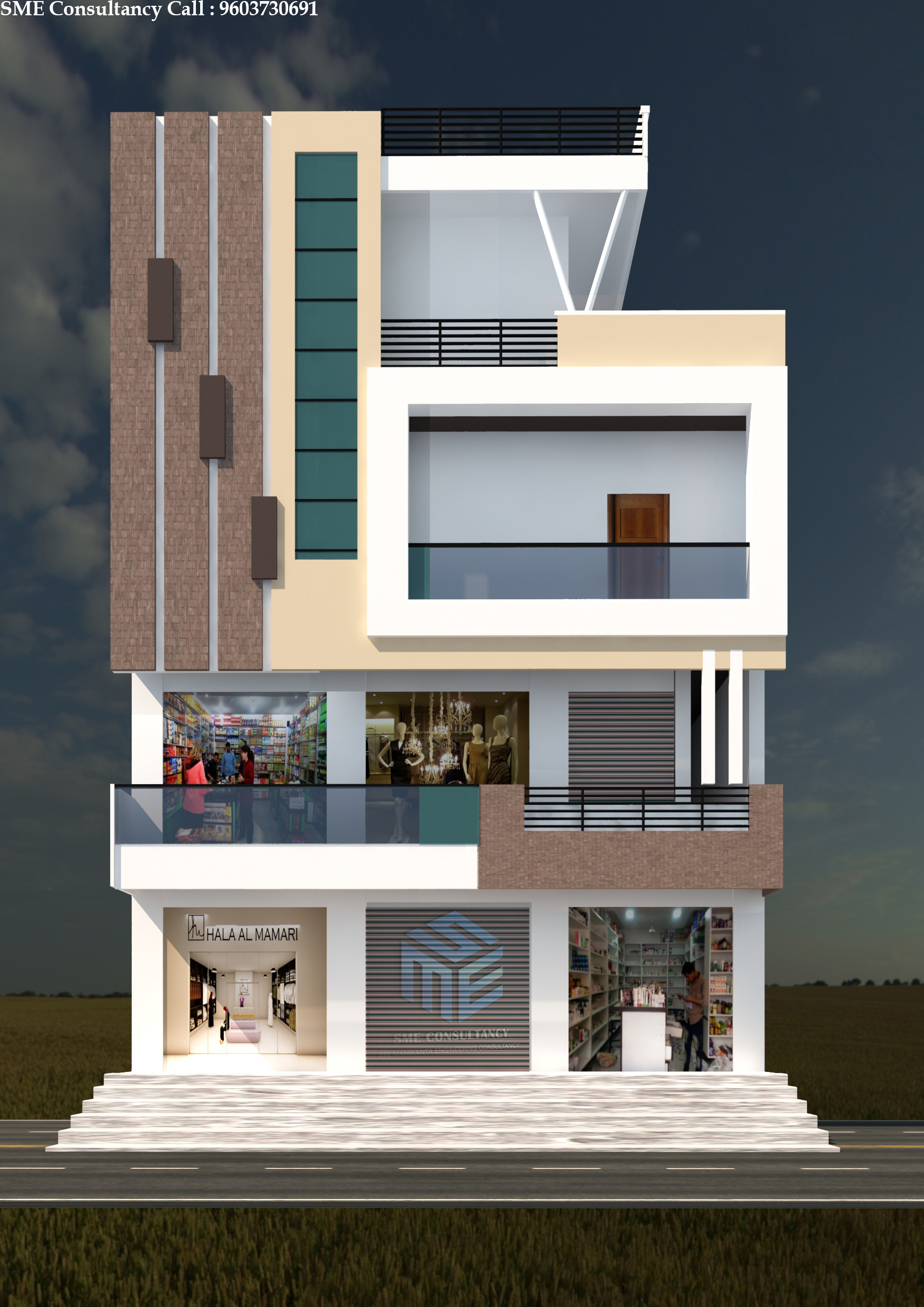 G+2 house elevation — Design 10 — SME Consultancy