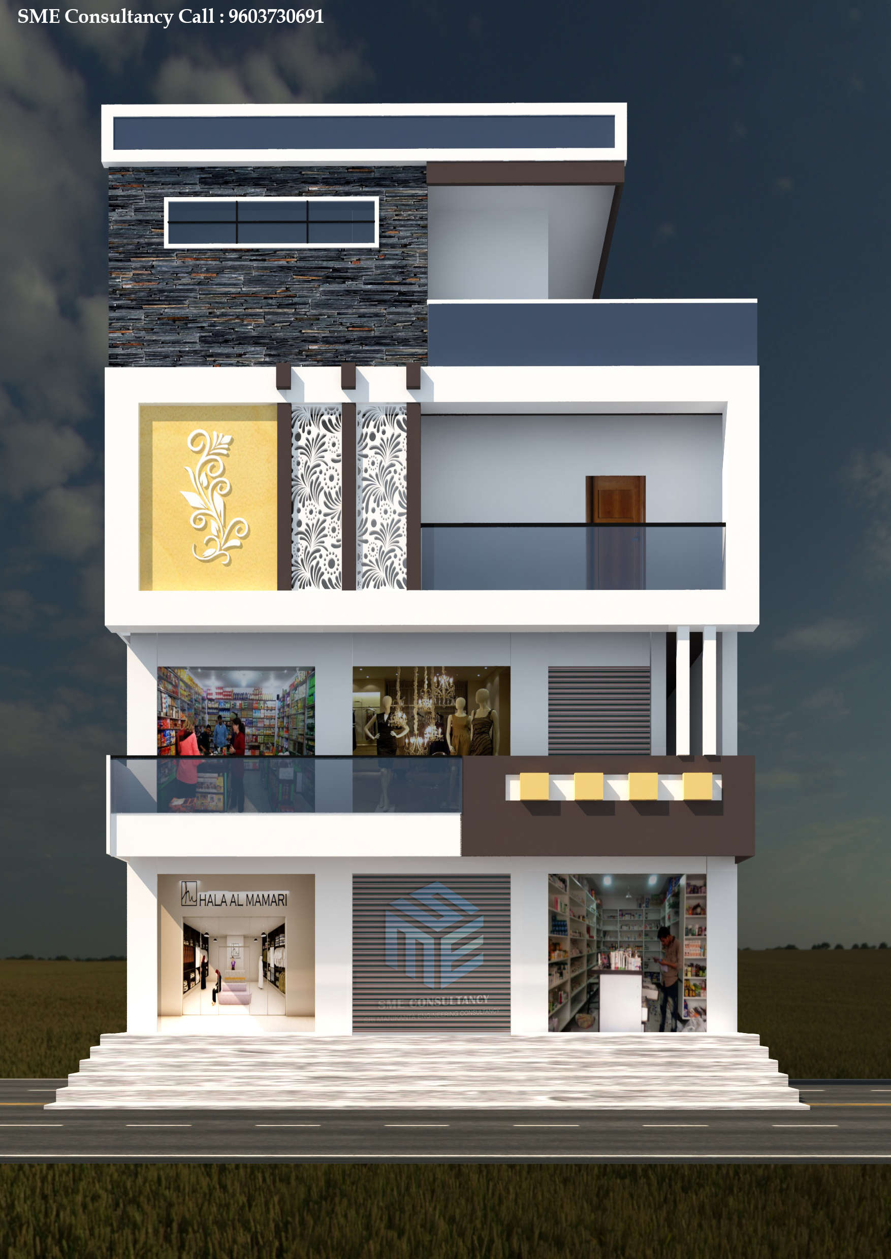 G+2 house elevation — Design 11 — SME Consultancy