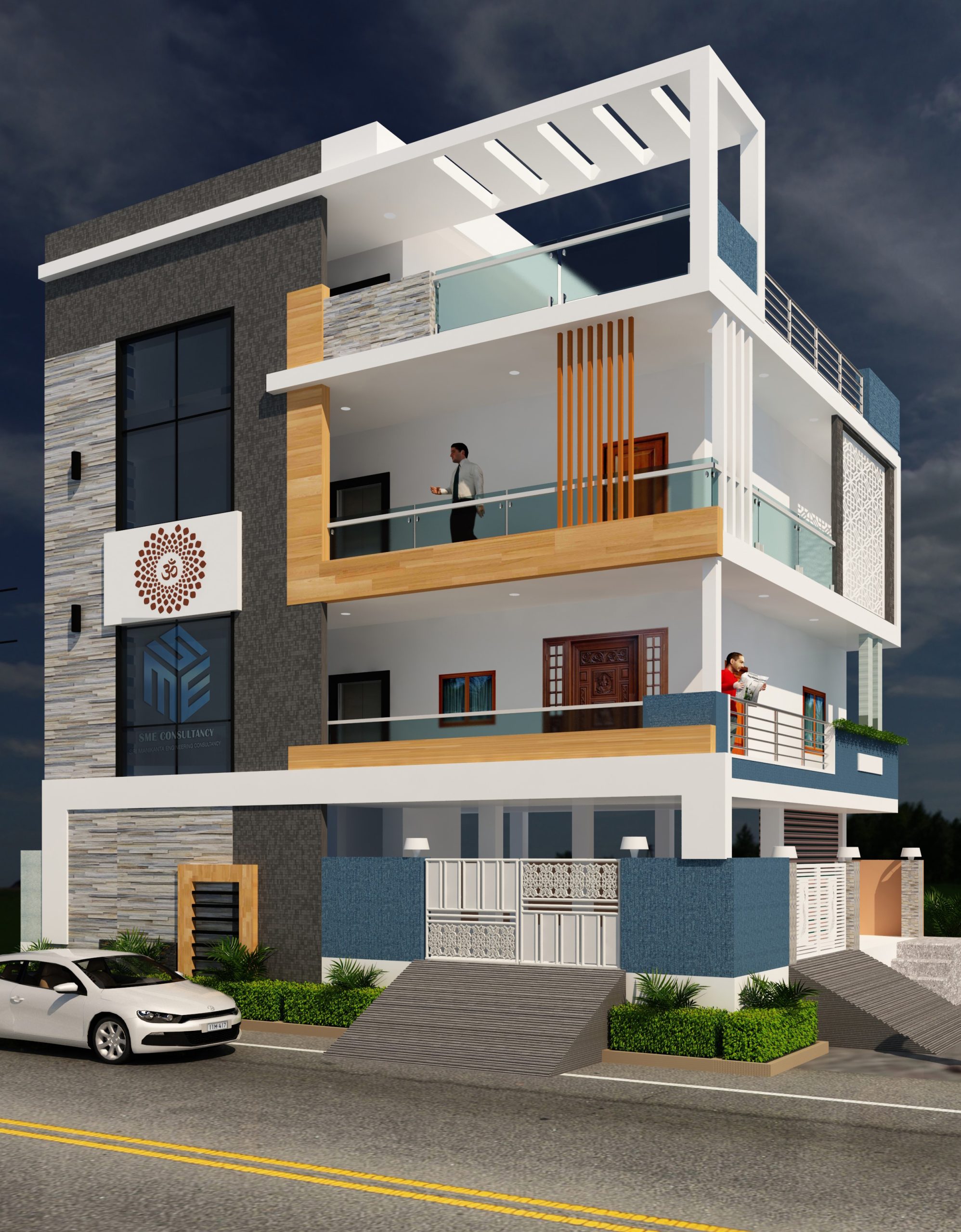 G+2 house elevation — Design 14 — SME Consultancy