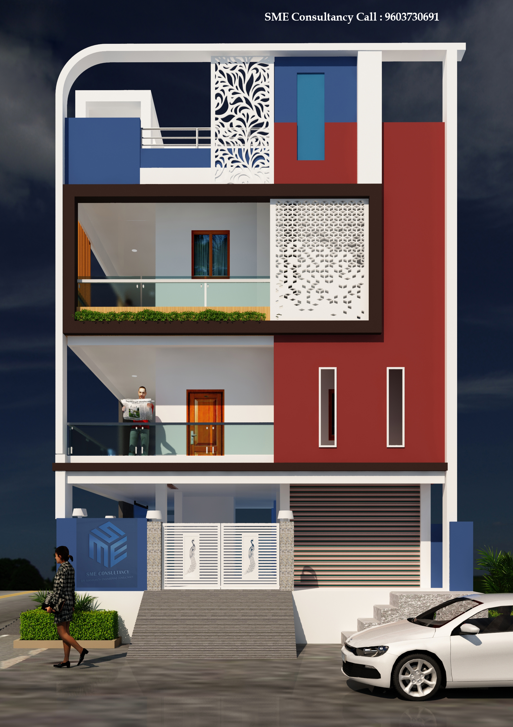 G+2 house elevation — Design 16 — SME Consultancy