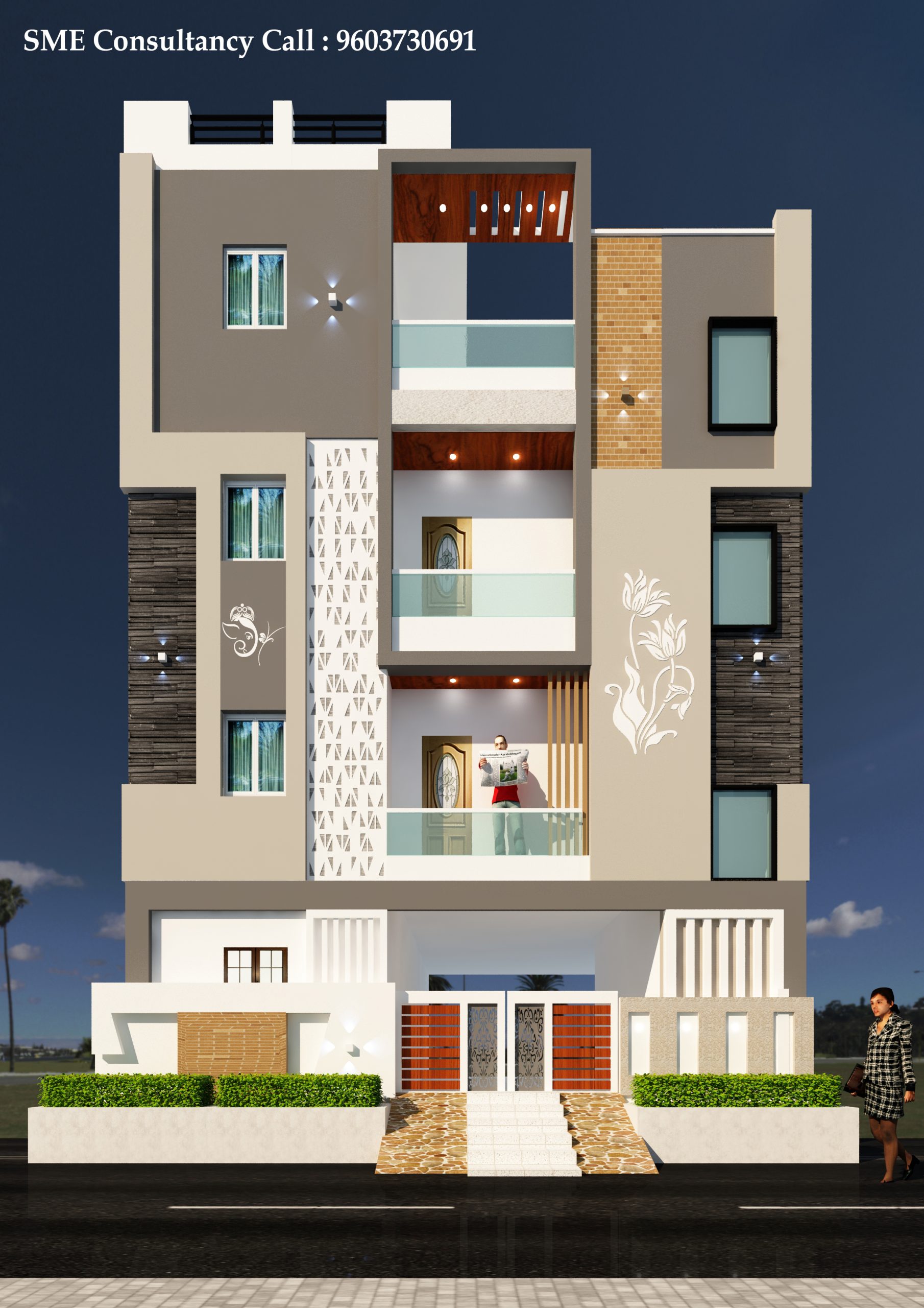 G+2 house elevation — Design 18 — SME Consultancy