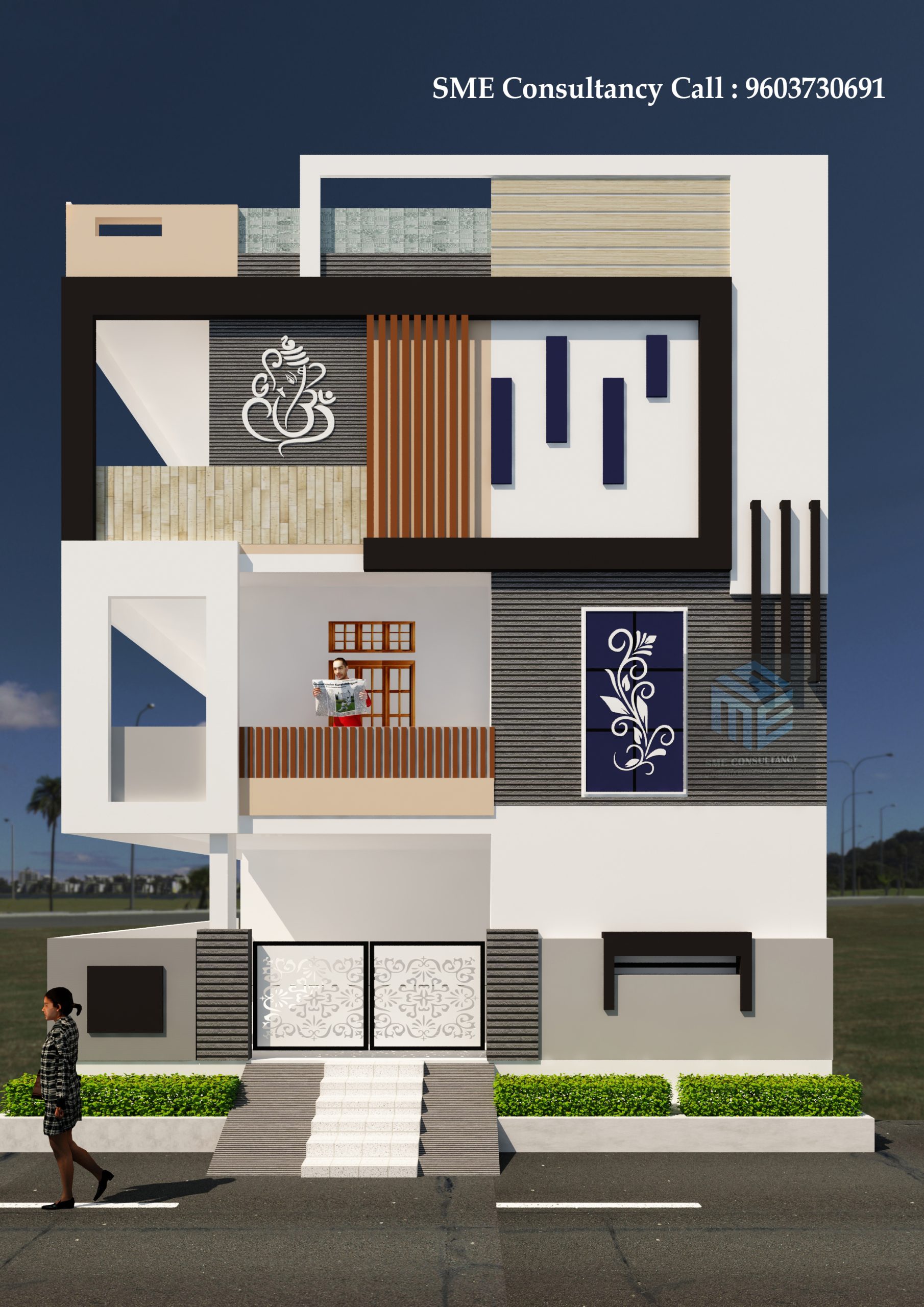 G+2 house elevation — Design 19 — SME Consultancy