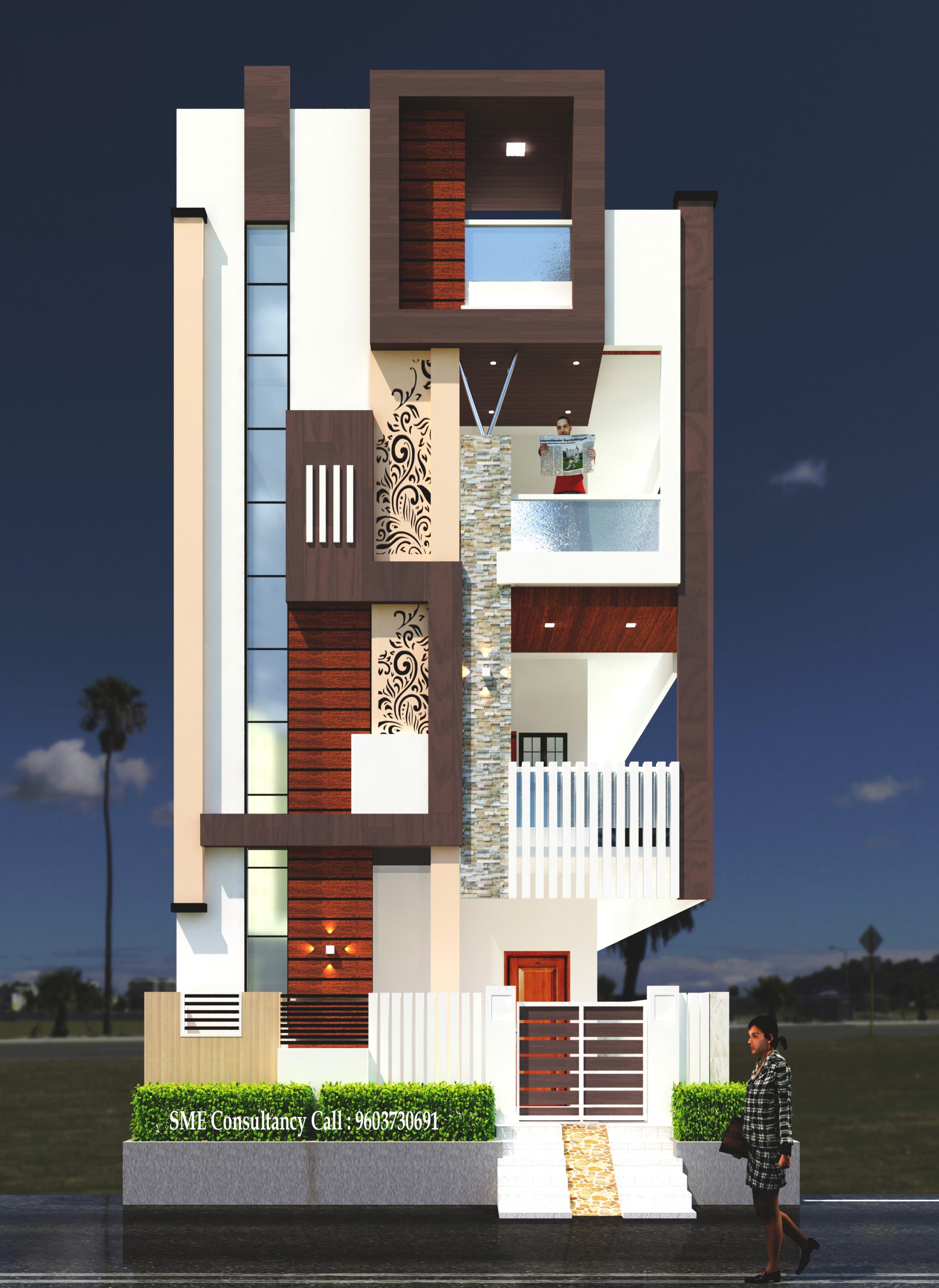G+2 house elevation — Design 5 — SME Consultancy