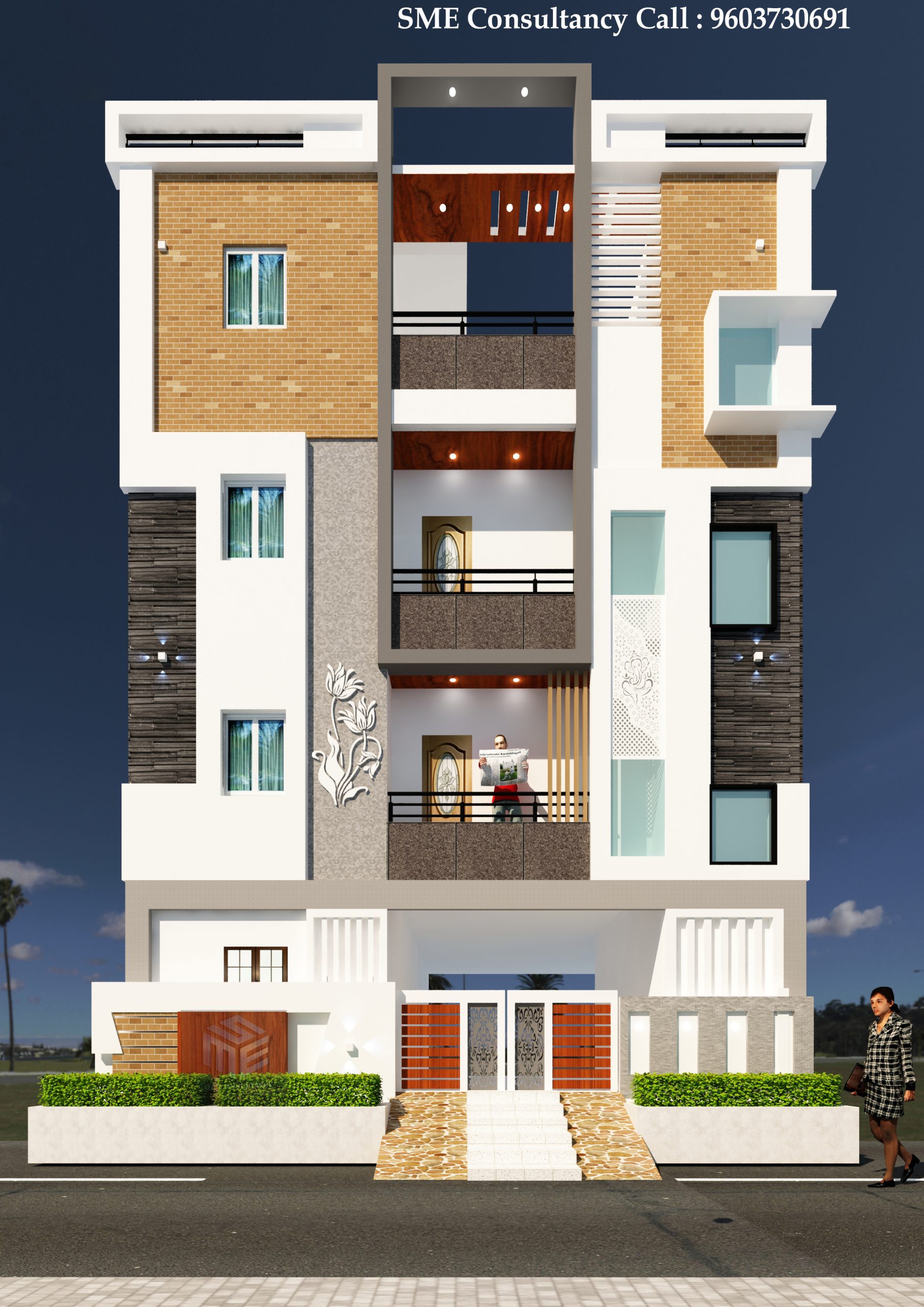 G+3 house elevation — Design 10 — SME Consultancy