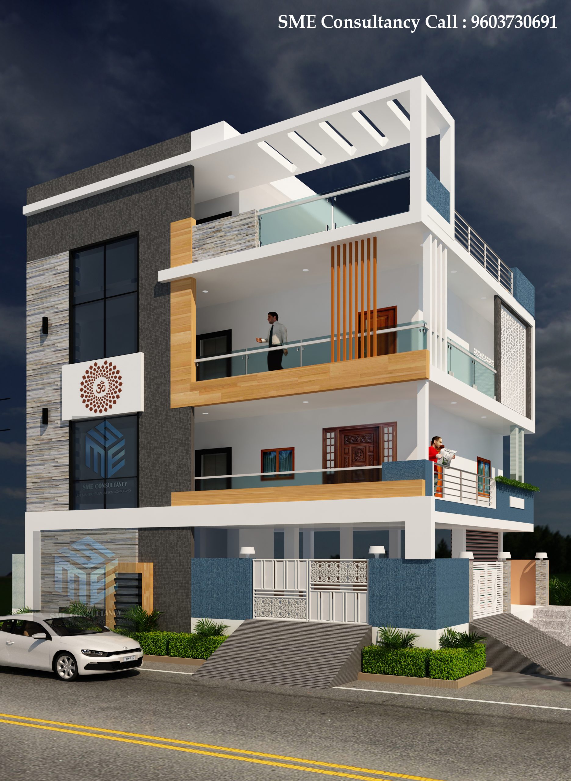 G+3 house elevation — Design 12 — SME Consultancy