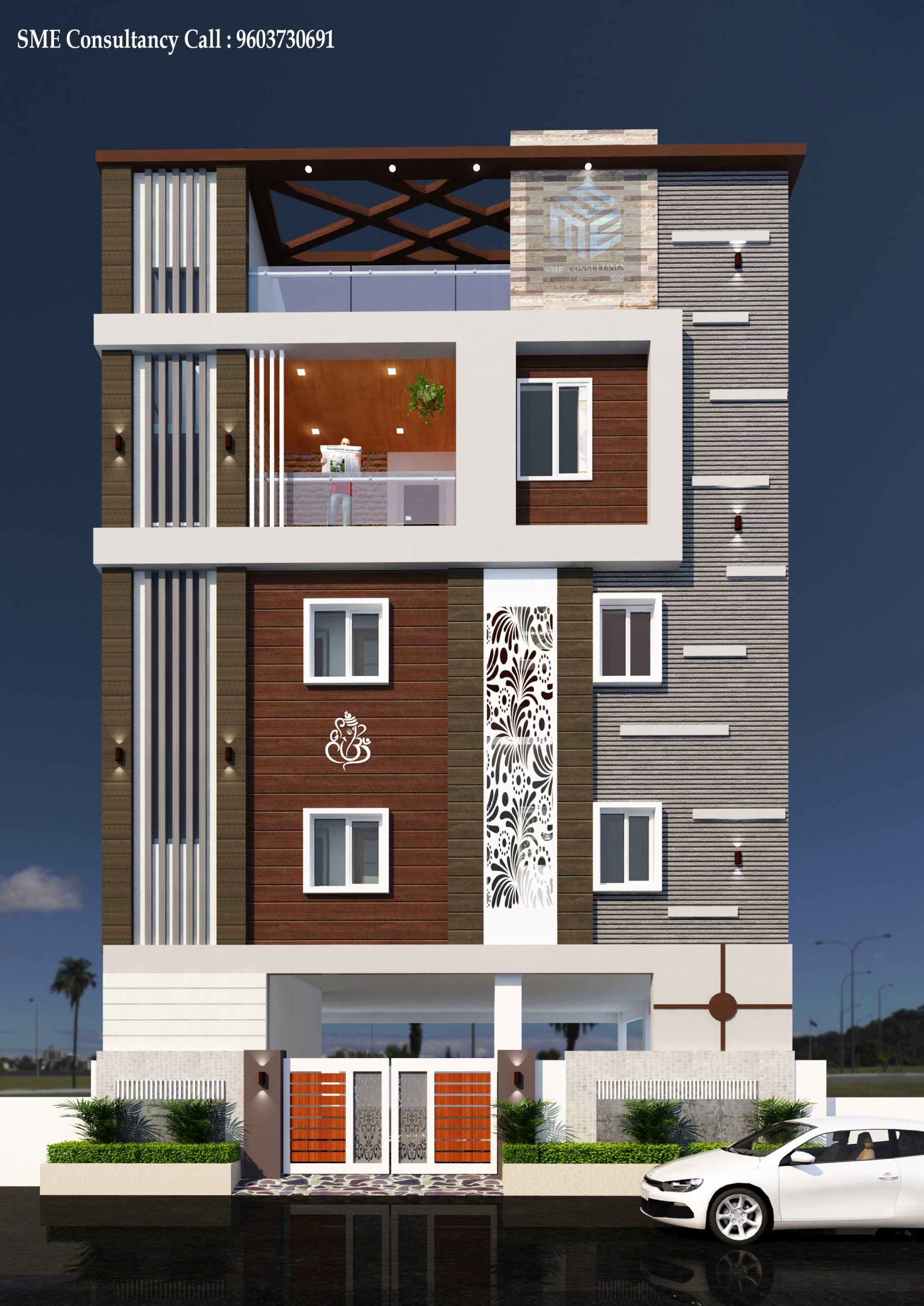 G+3 house elevation — Design 2 — SME Consultancy