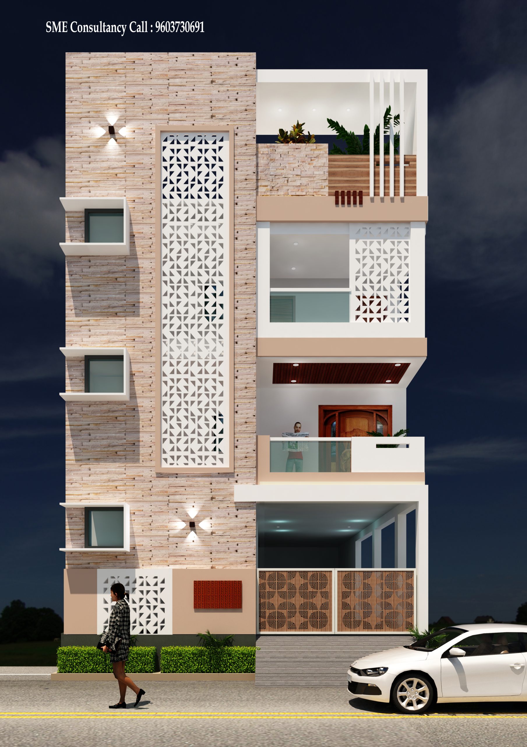 G+3 house elevation — Design 3 — SME Consultancy
